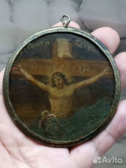 Икона серебро 84 пробы. Распятие Христово. 18- 19в