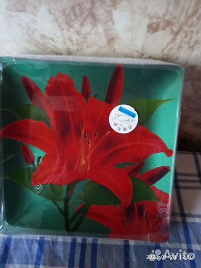 Мини блюдца стекло с красочным рисунком квадратные