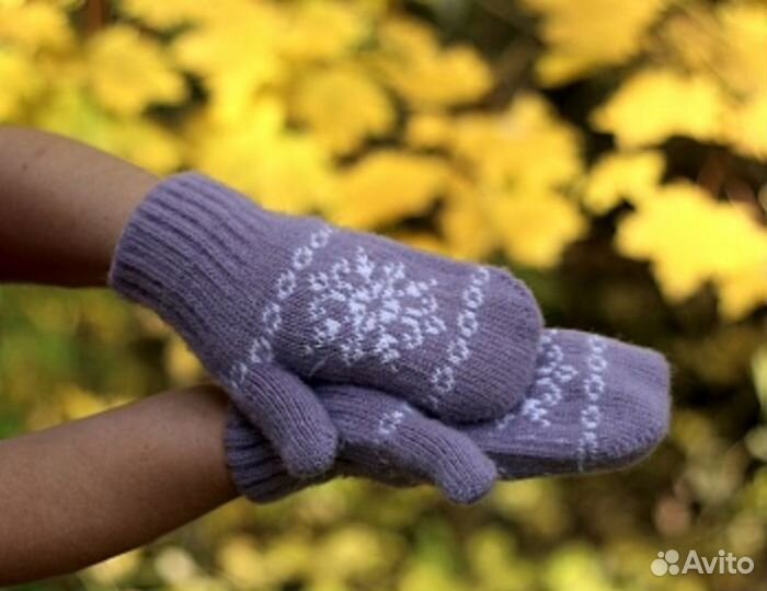 Варежки новые женские шерстяные зимние