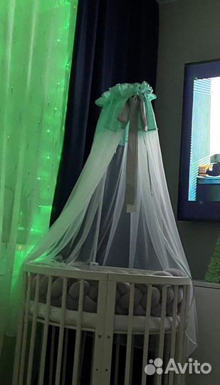 Детская кроватка круглая овальная без маятника