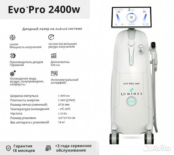 Диодный лазер люминес Evo Pro 2400W