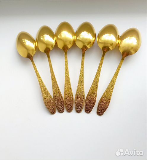 Ложки столовые нержавейка СССР с позолотой 6шт