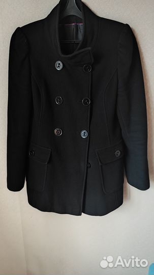 Пальто женское демисезонное 46-48 чёрное шерстяное