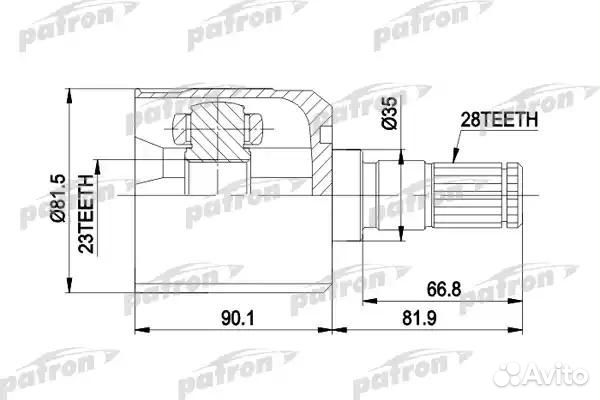 Шрус внутр лев к-кт A:23, B:28, D:81.5mazda: 626 1