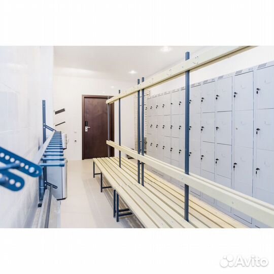 Скамейка для раздевалок с вешалкой двойная (пластик 20 мм) 200x70х178,5см srvd 200/75/178