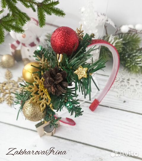 Ободок к костюму ёлочка ёлочная игрушка