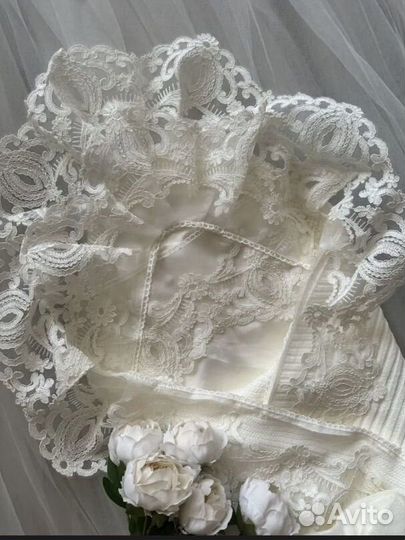 Конверт на выписку+пеленка уголок с кружевом