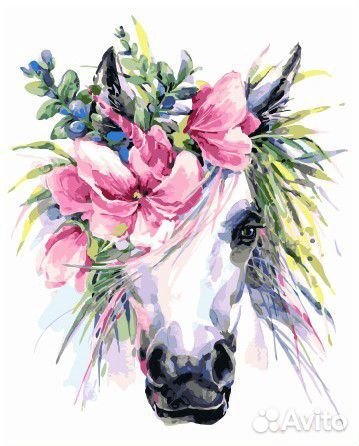 Картины по номерам лошадь С венком ZX 22199