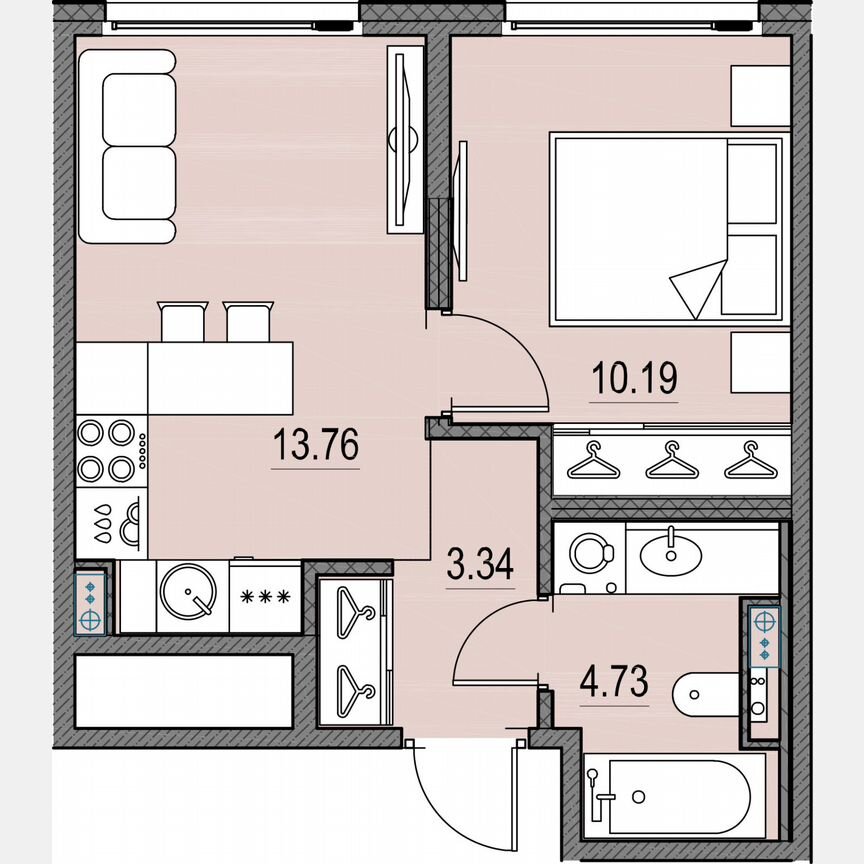 1-к. квартира, 32,2 м², 14/16 эт.