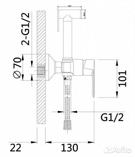 Смеситель c гигиенической лейкой Hansen H23018-F