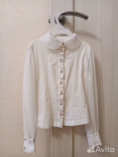 Блузка белая для девочек 128