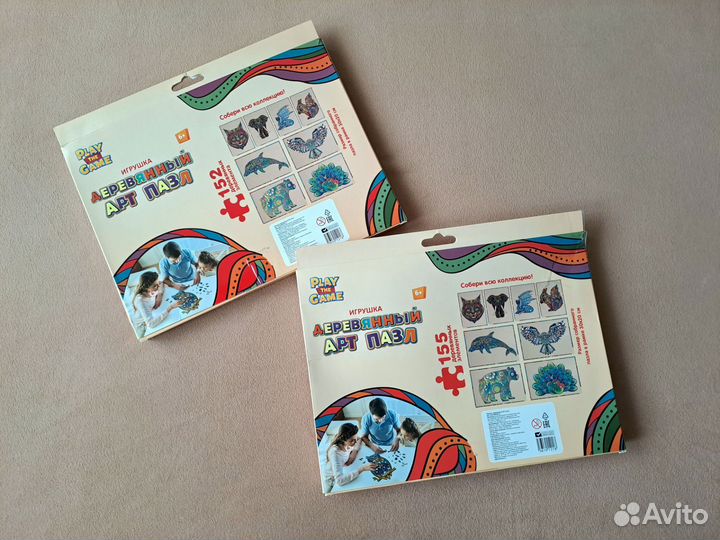 Деревянный арт пазл дельфин павлин