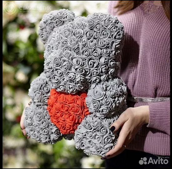 Мишки из роз 3D 40 см