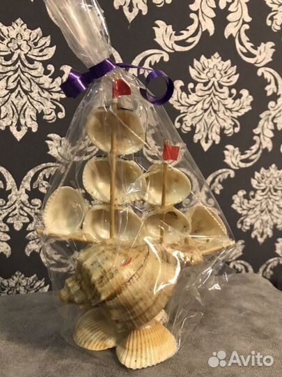 Украшение интерьера Корабль из ракушек