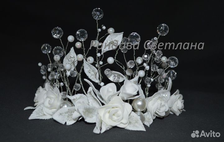 Венки для невест, цветы ободок заколка брошь