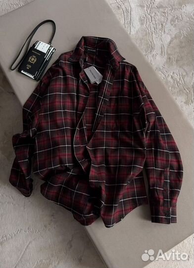 Рубашка Balenciaga в клетку бордо унисекс