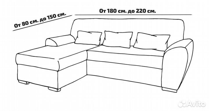 Чехол на угловой диван с выступом слева, Медовый