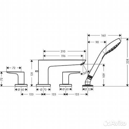 Смеситель на борт ванны Hansgrohe 71748000