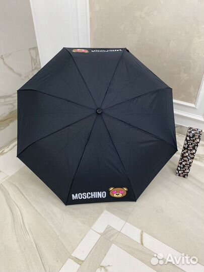 Зонт черный Moschino Москино с мишкой