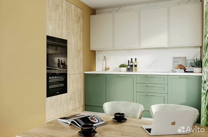 Кухня прямая на заказ современная классика