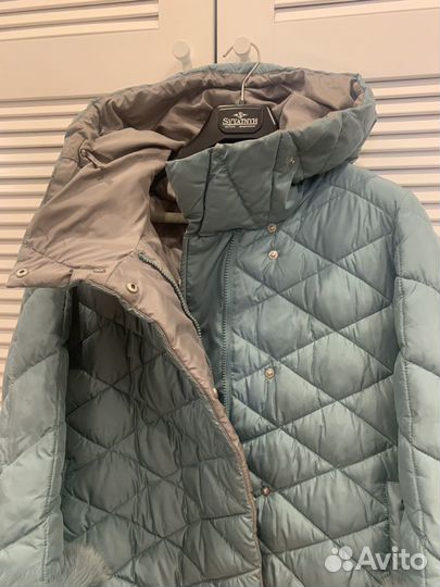 Пуховик-пальто женский 46 48 размер с мехом