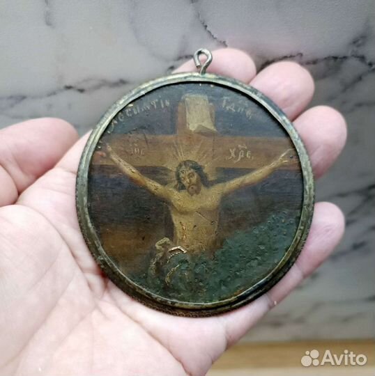 Икона серебро 84 пробы. Распятие Христово. 18- 19в