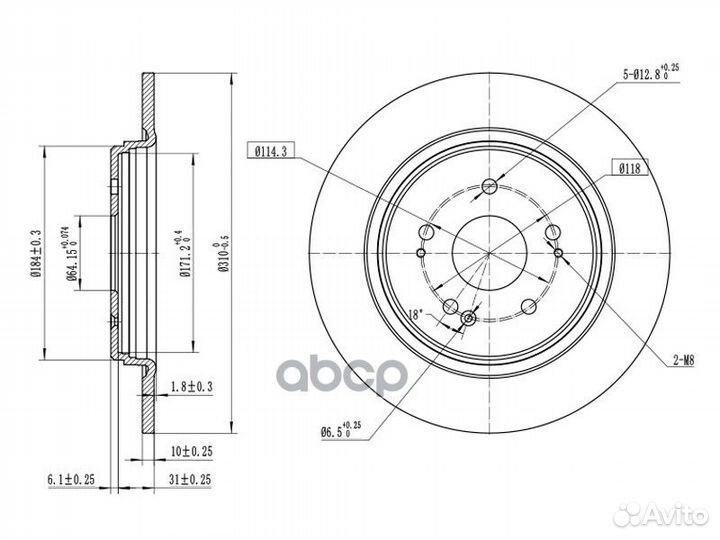 Диск тормозной зад honda CR-V RW 16- ST-42510-T
