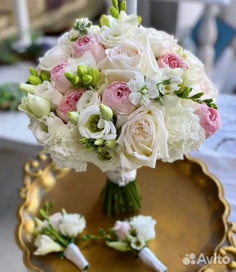 Шикарный Свадебный букет Невесты Бутоньерка