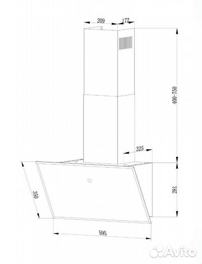Наклонная кухонная вытяжка Lex touch ECO 600 white