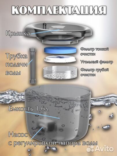 Фонтан поилка для кошек