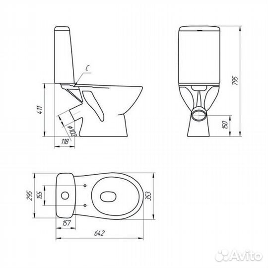 Унитаз -компакт Cersanit just S-KO-JUS031-3/6-PL