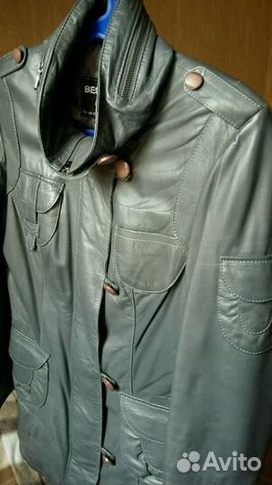 Кожанная куртка серая Турция