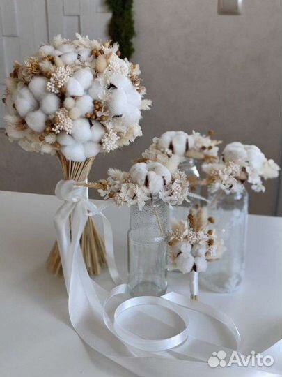 Свадебные букеты из живых и сухоцветов