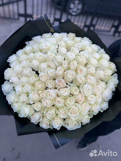 Букет 51 белая роза Цветы Розы -100