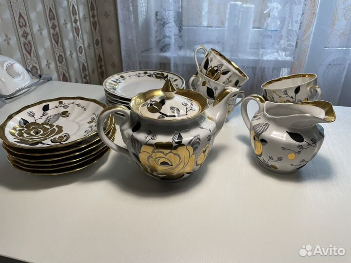Чайный сервиз «золотая роза» времен СССР