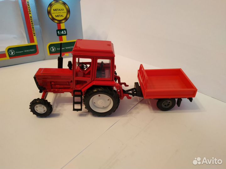 Трактор мтз 82 Беларусь с прицепом 1/43