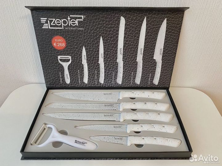 Набор кухонных ножей 5 шт с овощерезкой в красивой