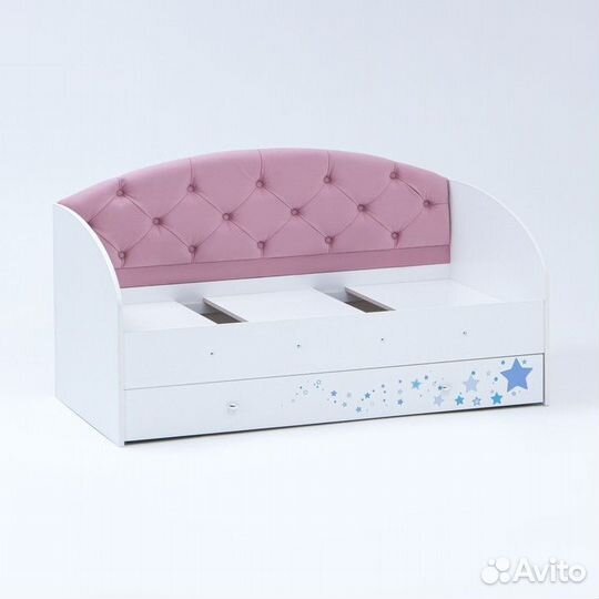 Кровать Звездочка без бортика Розовый/Пуговицы