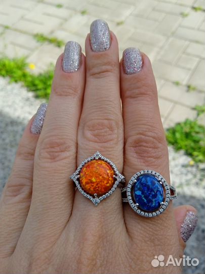 Эффектные кольца с опалами