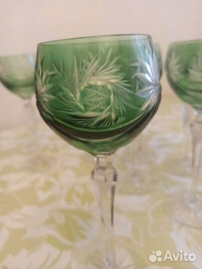 Фужеры цветной хрусталь. Винтаж
