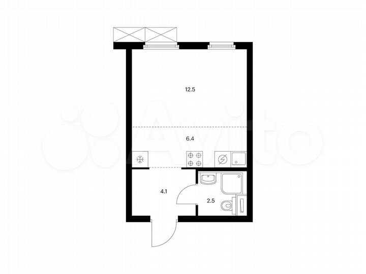 Квартира-студия, 25,5 м², 15/25 эт.