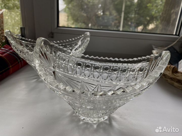 Хрустальная салатница 2шт (ссср)