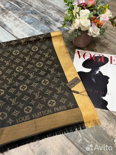 Кашемировый палантин Louis Vuitton черный новый