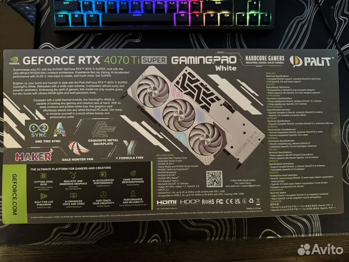 Palit RTX 4070 Ti super gamingpro white OC 16 гб