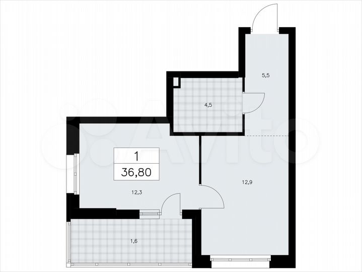 1-к. квартира, 36,8 м², 1/9 эт.