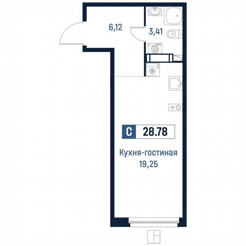 Квартира-студия, 28,8 м², 11/18 эт.