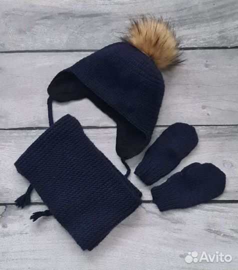 Комплект 46-48. Шапка, снуд, варежки