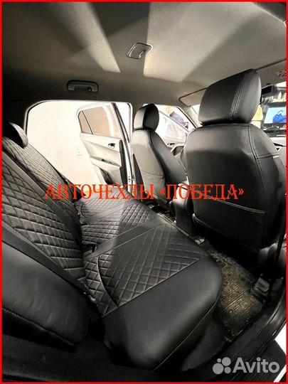 Чехлы Hyundai Creta 1 из экокожи чёрные Ромб