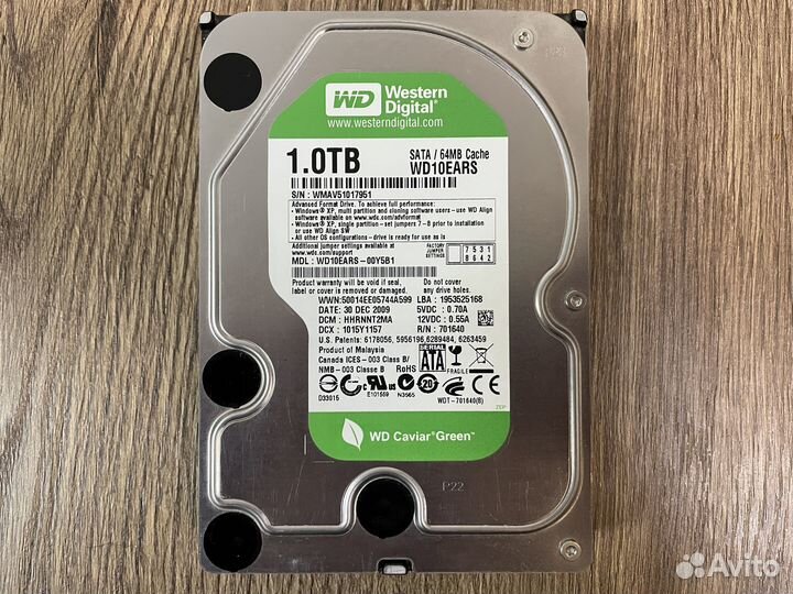 Жесткий диск на 1тб WD Green