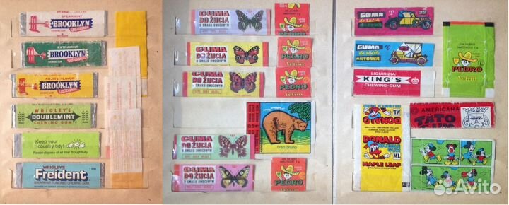 Альбом, этикетки от жев. резинок, 175+ шт, 1970-80